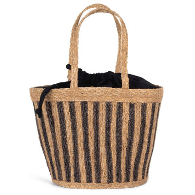 Eco-friendly striped seagrass basket bag